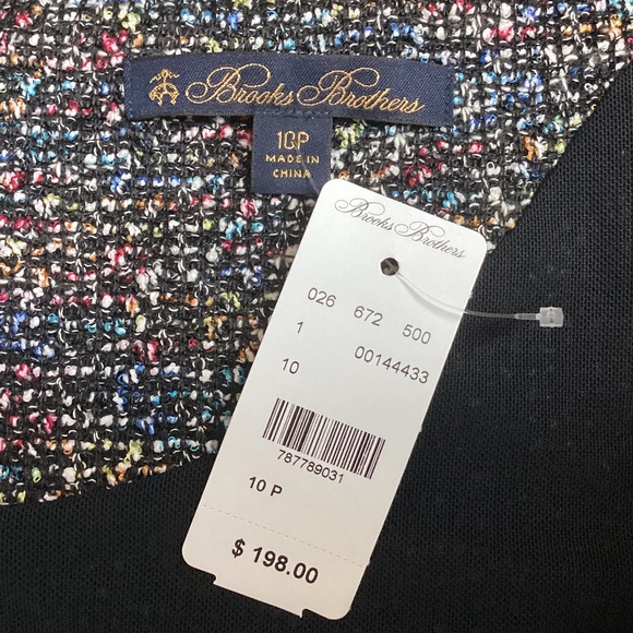 *NWT* Brooks Brothers Petite Boucle Tweed Sheath Dress in Black Multicolor - 10P - Picture 4 of 9